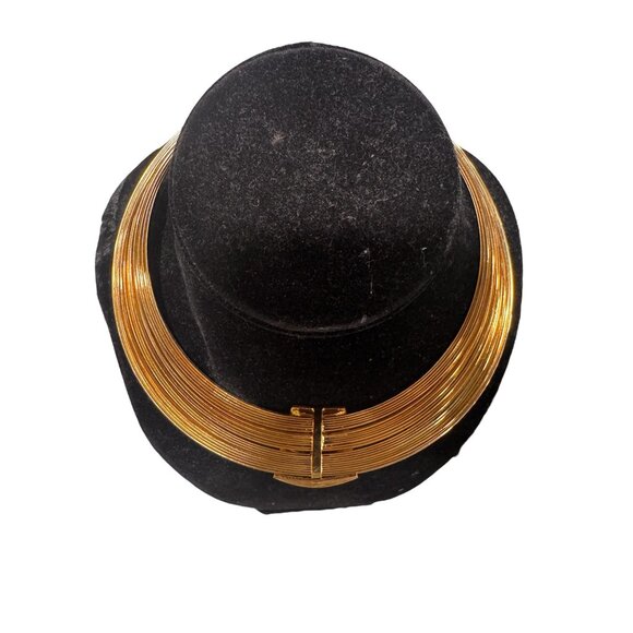 Vintage Gold Tone Choker & Bracelet Set With Amber Stone Accent Muti WIre - Picture 3 of 6